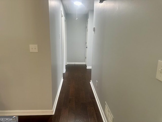 4790 Brandon Acres Ln, Buford, GA 30519 - corridor with attic access, dark wood-style floors, and baseboards