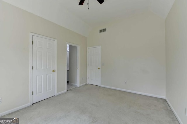1095 S Bethany Creek Dr, Alpharetta, GA 30004 - unfurnished bedroom with carpet flooring, vaulted ceiling, baseboards, and a ceiling fan