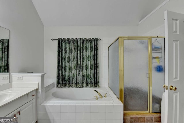 1095 S Bethany Creek Dr, Alpharetta, GA 30004 - bathroom featuring a bath, a stall shower, and vanity