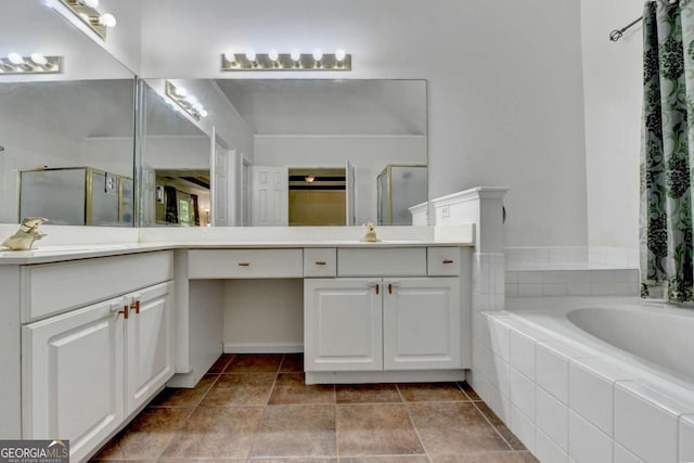 1095 S Bethany Creek Dr, Alpharetta, GA 30004 - bathroom featuring a shower stall, vanity, and a bath