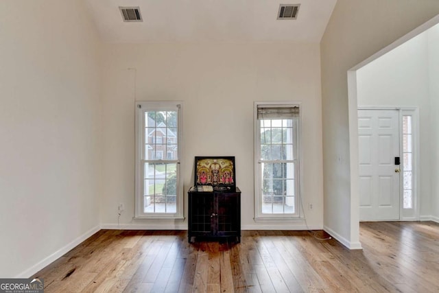 1095 S Bethany Creek Dr, Alpharetta, GA 30004 - foyer featuring hardwood / wood-style flooring, healthy amount of natural light, baseboards, and vaulted ceiling