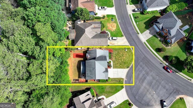1095 S Bethany Creek Dr, Alpharetta, GA 30004 - aerial perspective of suburban area with property parcel outlined