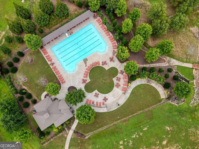 bird's eye view of a pool area