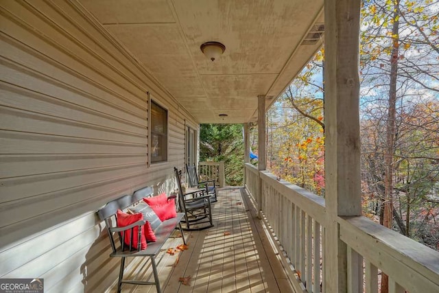 deck featuring a porch