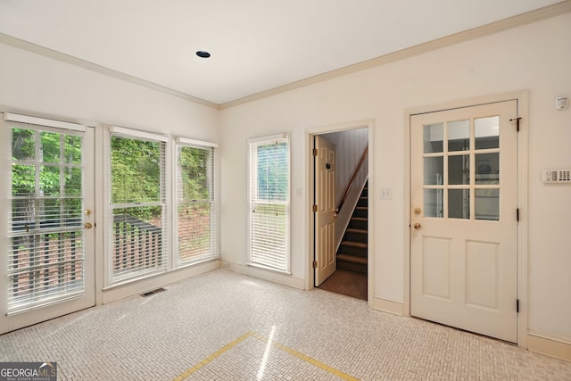 1256 Spring Park Dr SW, Atlanta, GA 30311 - interior space with stairway, crown molding, and baseboards