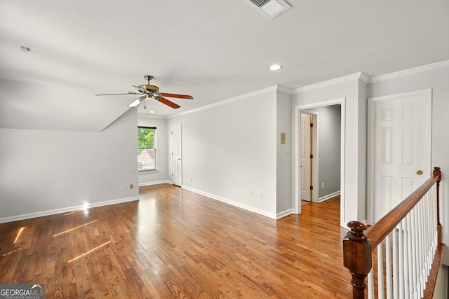 1256 Spring Park Dr SW, Atlanta, GA 30311 - empty room with ceiling fan, baseboards, wood finished floors, crown molding, and recessed lighting