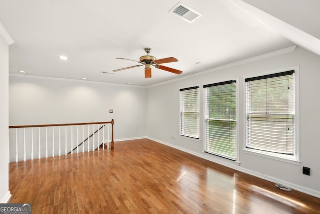 1256 Spring Park Dr SW, Atlanta, GA 30311 - unfurnished room with a ceiling fan, wood finished floors, baseboards, recessed lighting, and ornamental molding