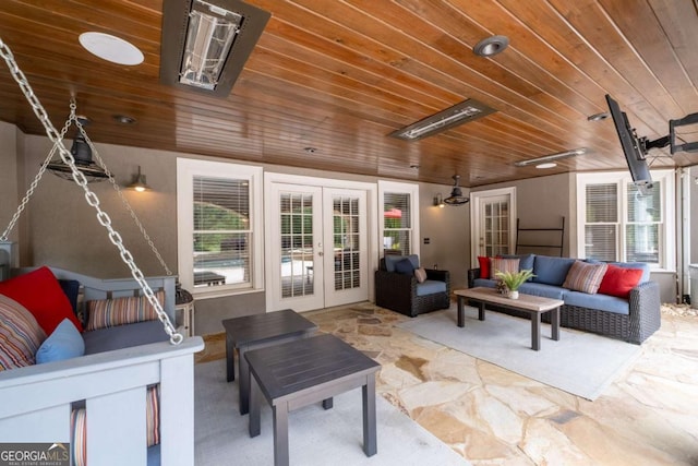 view of patio with french doors and an outdoor hangout area