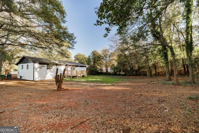 120 Cone Dr, Athens, GA 30601 - view of yard featuring a wooden deck and an outbuilding