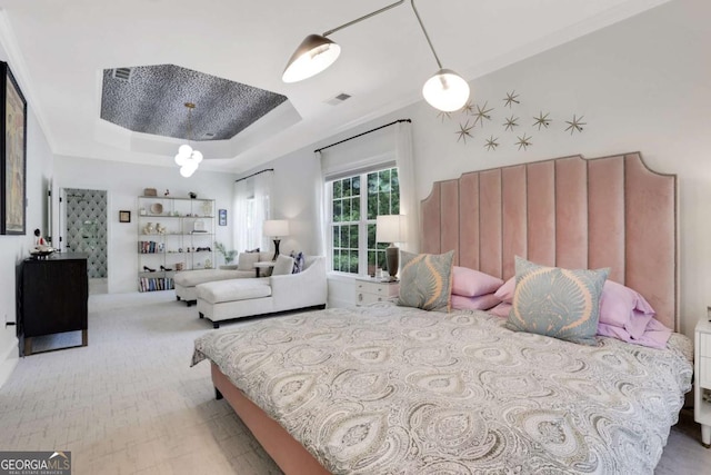 47 Roseclair Dr SE, Atlanta, GA 30317 - carpeted bedroom featuring a raised ceiling