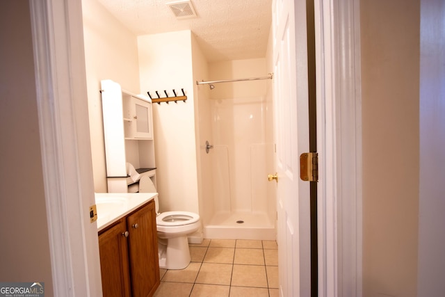 4015 Hidden Hollow Dr, Gainesville, GA 30506 - full bathroom featuring tile patterned flooring, vanity, a stall shower, toilet, and a textured ceiling