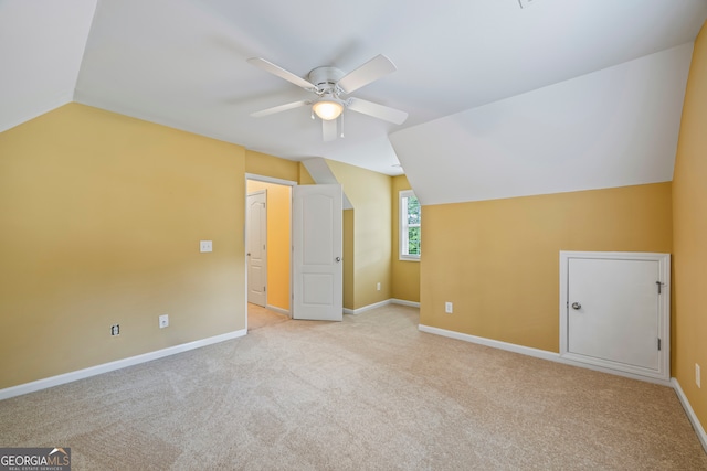924 Vinings Dr, Winder, GA 30680 - bonus room featuring ceiling fan, carpet flooring, lofted ceiling, and baseboards