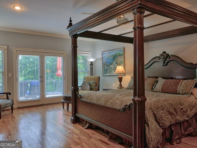 205 Somerset Ct, Mcdonough, GA 30253 - bedroom featuring access to outside, wood finished floors, and recessed lighting