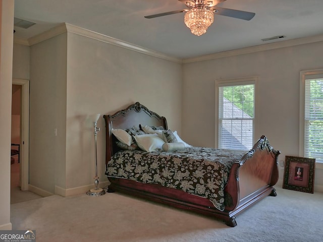 205 Somerset Ct, Mcdonough, GA 30253 - carpeted bedroom with multiple windows, crown molding, ceiling fan, and baseboards