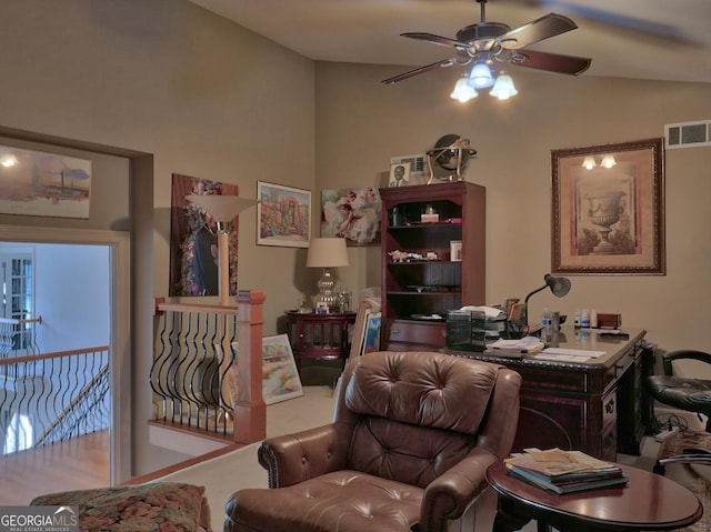 205 Somerset Ct, Mcdonough, GA 30253 - office space featuring vaulted ceiling and ceiling fan
