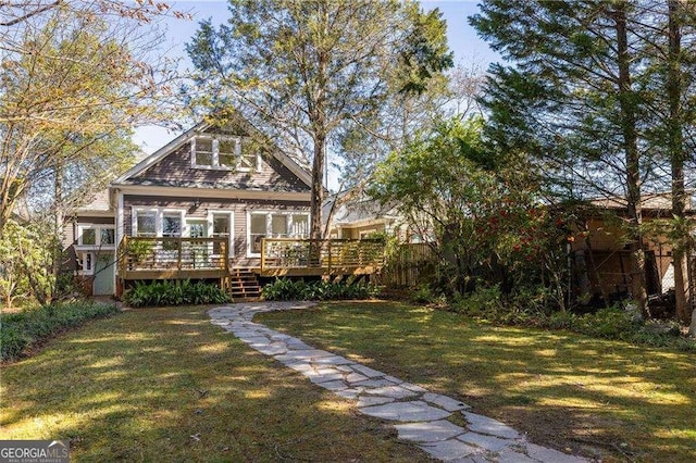 629 Hansell St SE, Atlanta, GA 30312 - back of house with a wooden deck and a lawn