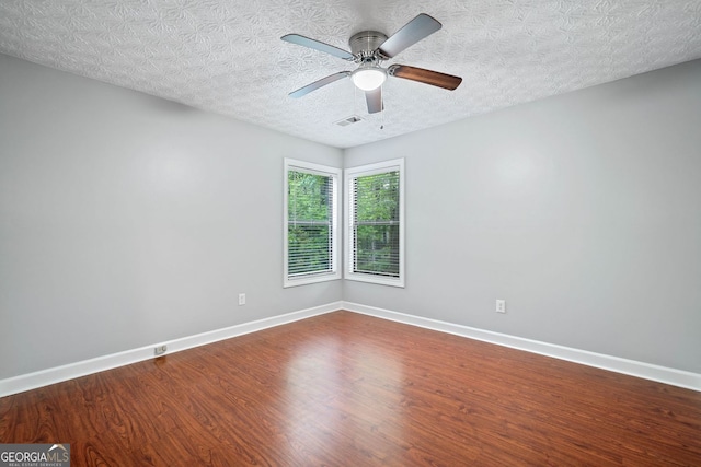 175 River Run, Roswell, GA 30075 - empty room featuring baseboards, wood finished floors, ceiling fan, and a textured ceiling