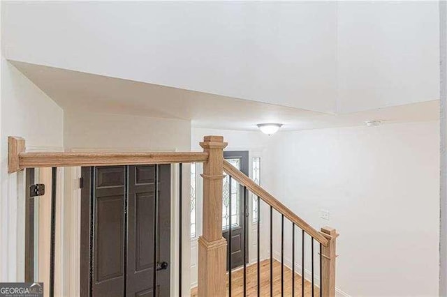 418 Mockingbird Ln, Smyrna, GA 30082 - stairway featuring wood finished floors