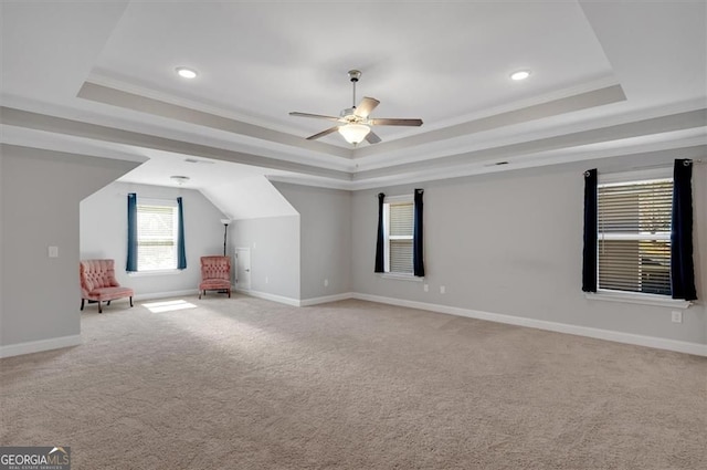 541 Glen Abbey Cir, Mableton, GA 30126 - additional living space with light carpet, a ceiling fan, baseboards, and recessed lighting