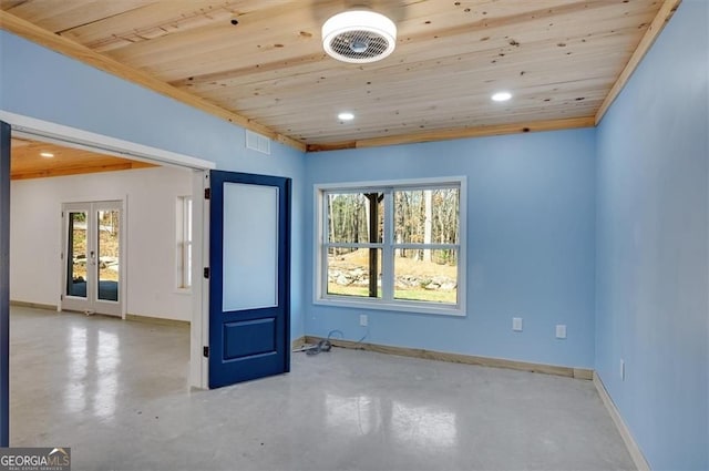 541 Glen Abbey Cir, Mableton, GA 30126 - empty room featuring wood ceiling, concrete floors, plenty of natural light, recessed lighting, and baseboards