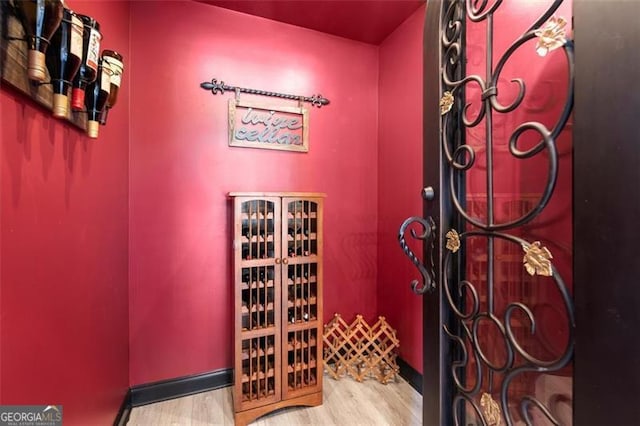 wine room featuring wood finished floors