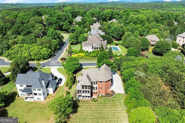 drone / aerial view of a forest