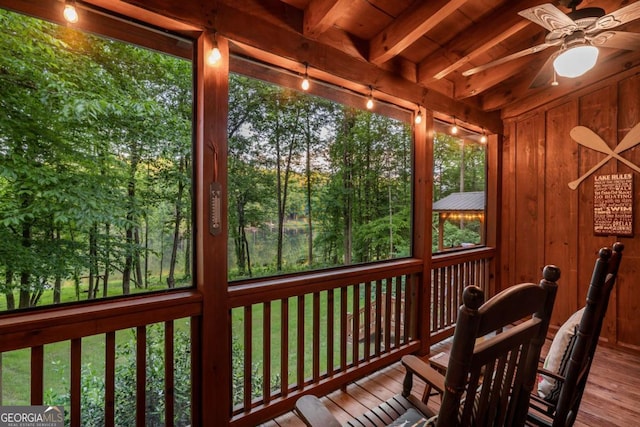 17 S Nicholas Way, Ellijay, GA 30540 - sunroom / solarium featuring ceiling fan and beam ceiling