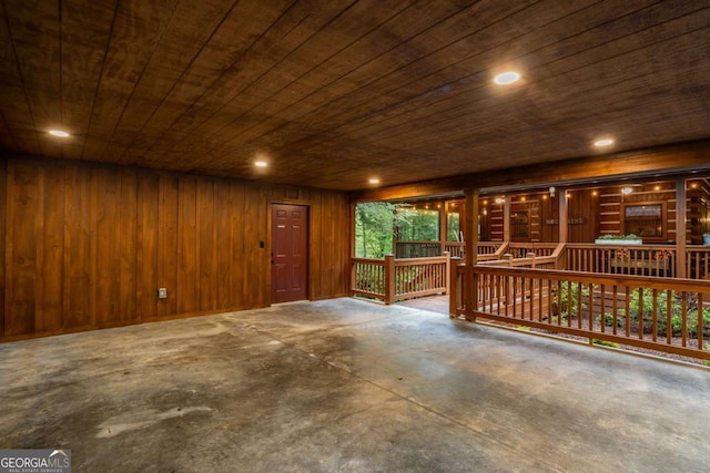 17 S Nicholas Way, Ellijay, GA 30540 - interior space featuring wooden ceiling, concrete floors, wooden walls, and recessed lighting