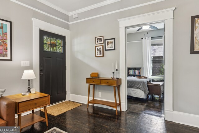 1211 Mortimer Pl SE, Atlanta, GA 30317 - entrance foyer featuring plenty of natural light, wood finished floors, baseboards, a ceiling fan, and ornamental molding