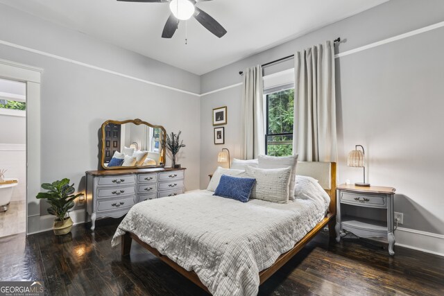 1211 Mortimer Pl SE, Atlanta, GA 30317 - bedroom featuring hardwood / wood-style flooring, baseboards, and ceiling fan