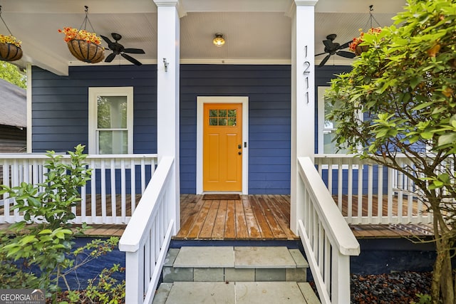1211 Mortimer Pl SE, Atlanta, GA 30317 - property entrance with covered porch and ceiling fan