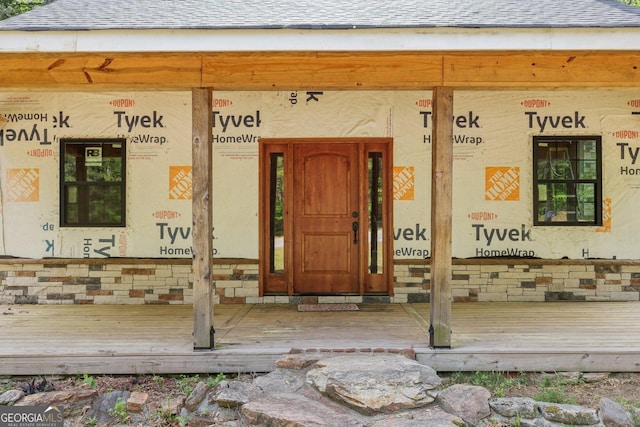 2003 Greeson Rd, Dacula, GA 30019 - doorway to property featuring roof with shingles