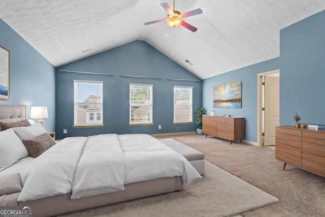 867 Crested Hawk Trl, Sugar Hill, GA 30518 - carpeted bedroom featuring vaulted ceiling and a ceiling fan