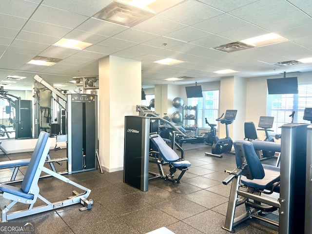 325 E Paces Ferry Rd NE Unit 1606, Atlanta, GA 30305 - gym with healthy amount of natural light and a paneled ceiling