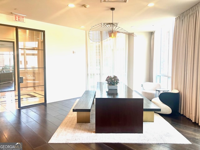 325 E Paces Ferry Rd NE Unit 1606, Atlanta, GA 30305 - dining room with dark wood finished floors, a chandelier, and recessed lighting