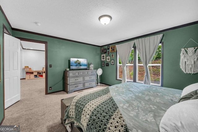 315 April Trce, Dawsonville, GA 30534 - bedroom with ornamental molding, a textured ceiling, carpet floors, and baseboards