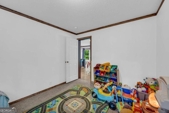 315 April Trce, Dawsonville, GA 30534 - recreation room with ornamental molding, carpet floors, baseboards, and a textured ceiling