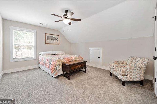 8007 Wishaw Ct, Douglasville, GA 30187 - bedroom with lofted ceiling, carpet floors, baseboards, and a ceiling fan