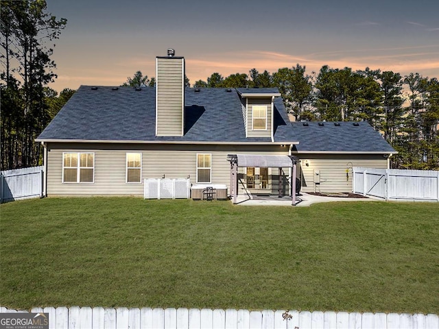 8007 Wishaw Ct, Douglasville, GA 30187 - rear view of property featuring a patio, a chimney, a gate, and a pergola