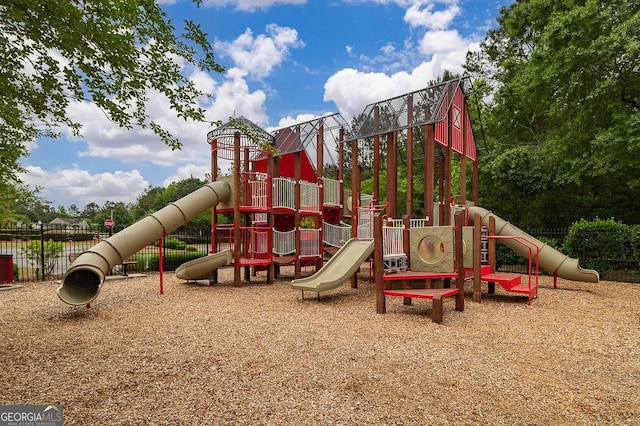 community play area featuring fence