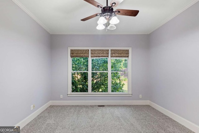 3302 Anna Ruby Ln, Buford, GA 30519 - carpeted spare room with a ceiling fan, crown molding, and baseboards