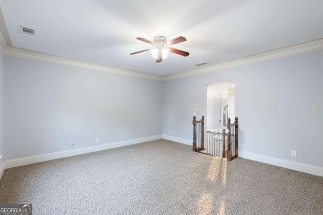3302 Anna Ruby Ln, Buford, GA 30519 - unfurnished room with crown molding, a ceiling fan, baseboards, and carpet flooring