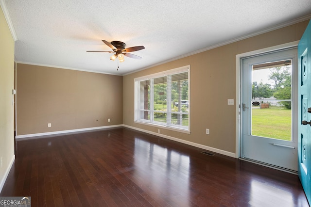 701 W Nance Springs Rd SW, Dalton, GA 30721 - empty room with crown molding, ceiling fan, wood finished floors, baseboards, and a textured ceiling