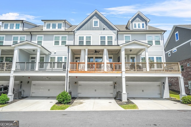 2744 Bell Dr SE, Smyrna, GA 30080 - view of front of house featuring a garage, cooling unit, and board and batten siding