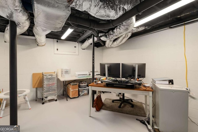 283 Norton Cir SE, Smyrna, GA 30082 - office area with concrete floors and concrete block wall