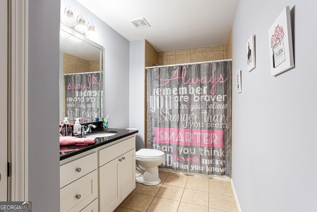 1365 Ivy Plantation, Monroe, GA 30656 - bathroom featuring vanity, tile patterned flooring, and curtained shower