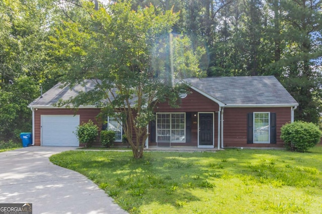 340 Onyx Ct, Atlanta, GA 30349 - ranch-style home featuring an attached garage, driveway, and a front yard