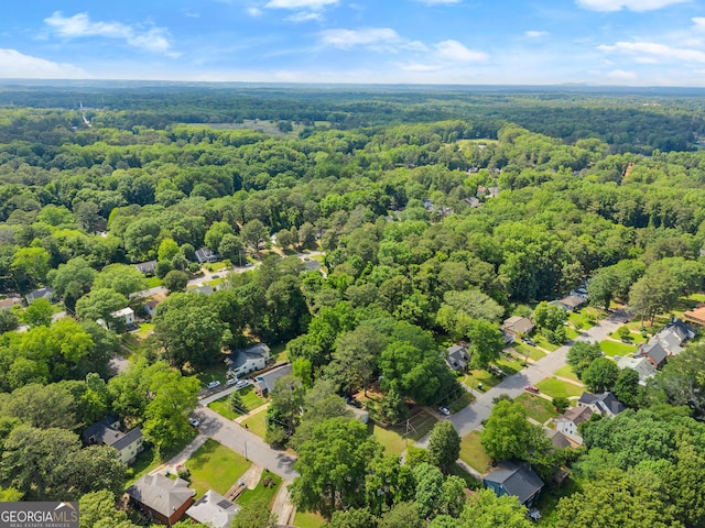 aerial view of a heavily wooded area