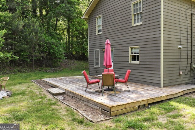 1405 Lumpkin County Pkwy, Dahlonega, GA 30533 - wooden deck featuring a yard