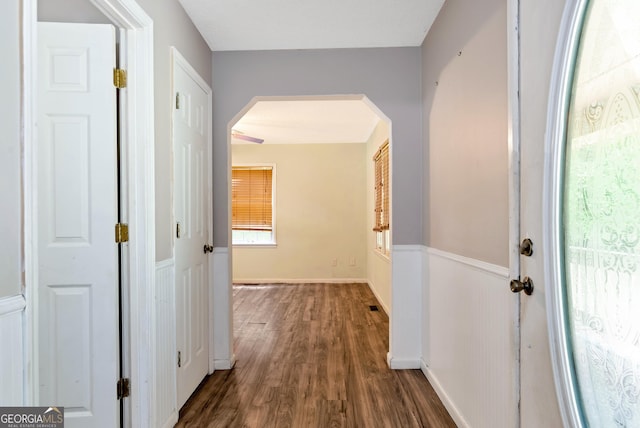 1405 Lumpkin County Pkwy, Dahlonega, GA 30533 - corridor featuring arched walkways and dark wood finished floors